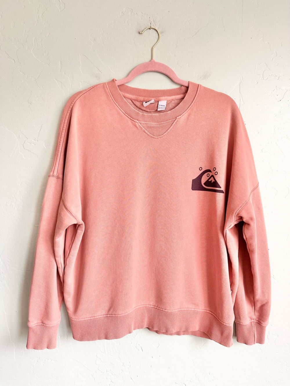 Quiksilver Women’s Dusty Rose Pink Sweatshirt Beachy Summer Vibes Large EUC
